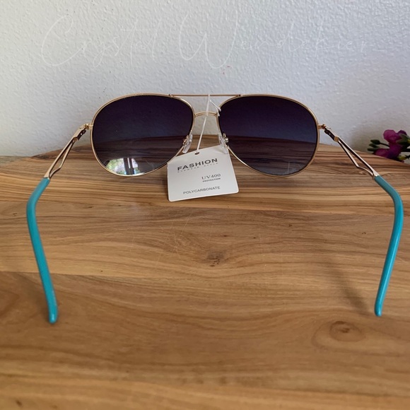 Blue & Gold Classic Aviator Sunglasses - Picture 6 of 6